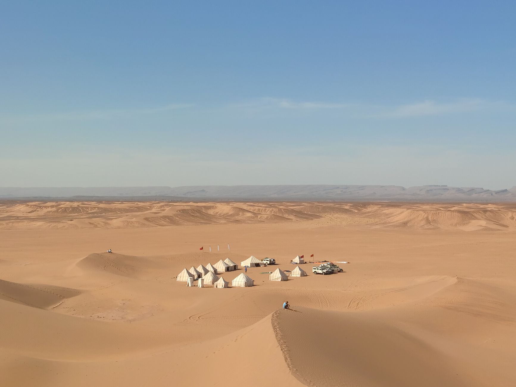 Luxury tents during an Agafay desert camping overnight experience near Marrakech.